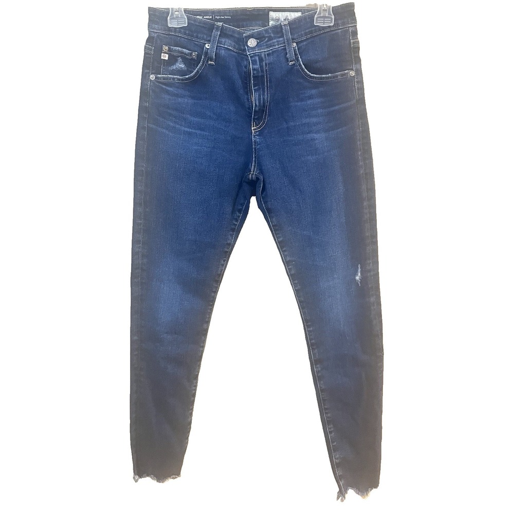 AG Adriano Goldschmied‎ Farrah Jeans Womens 29 Distressed Raw Hem Crop Denim